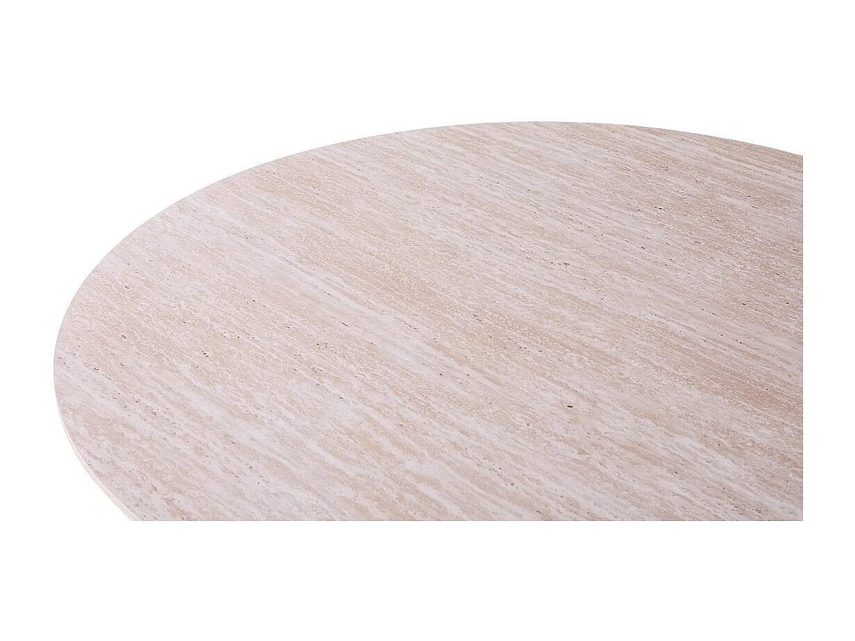 Table à manger ovale VAGOS – 200 x 100 cm – Coloris travertin – Design contemporain effet pierre