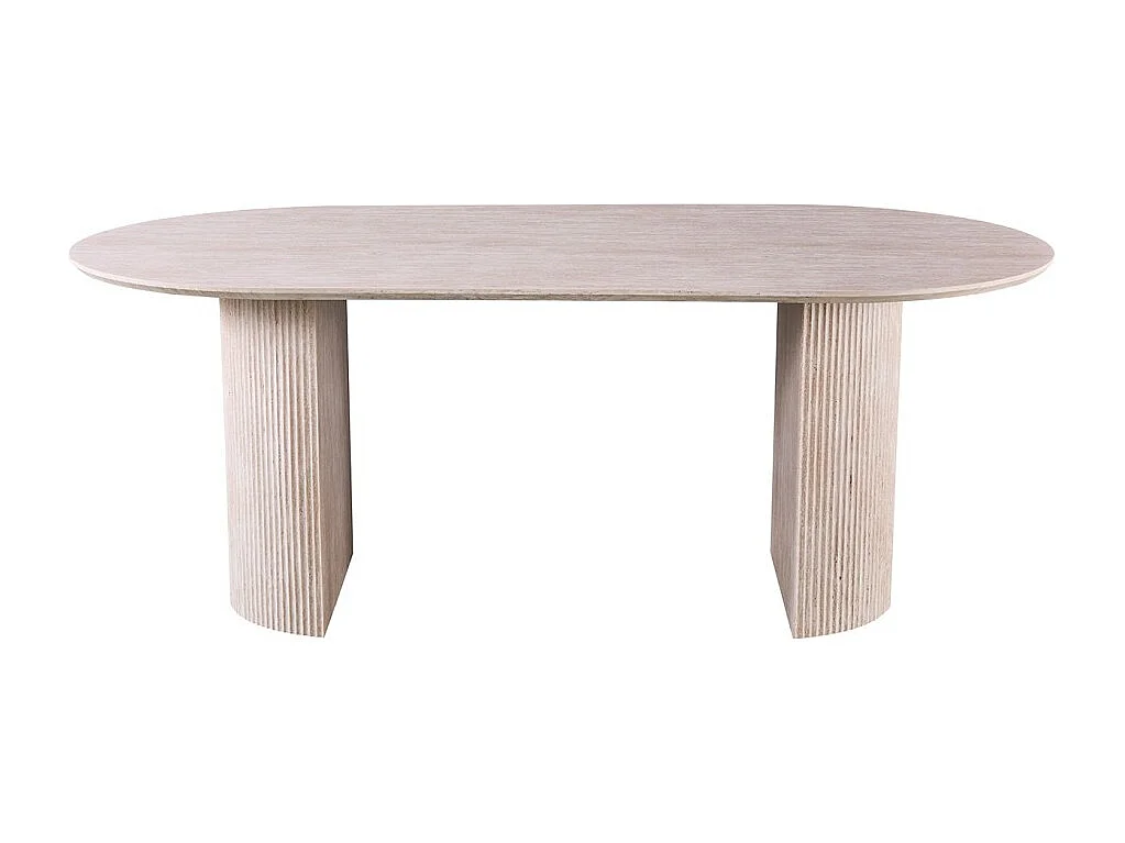 Table à manger ovale VAGOS – 200 x 100 cm – Coloris travertin – Design contemporain effet pierre