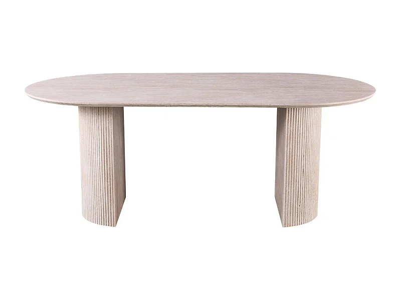 Table à manger ovale VAGOS – 200 x 100 cm – Coloris travertin – Design contemporain effet pierre