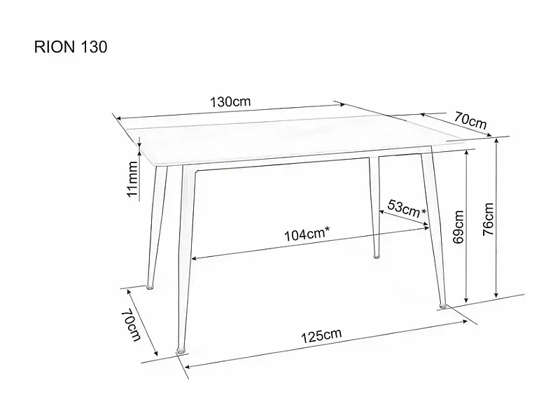 Table de salle à manger 130 cm rectangulaire gris brillant en céramique ARMANDIDO
