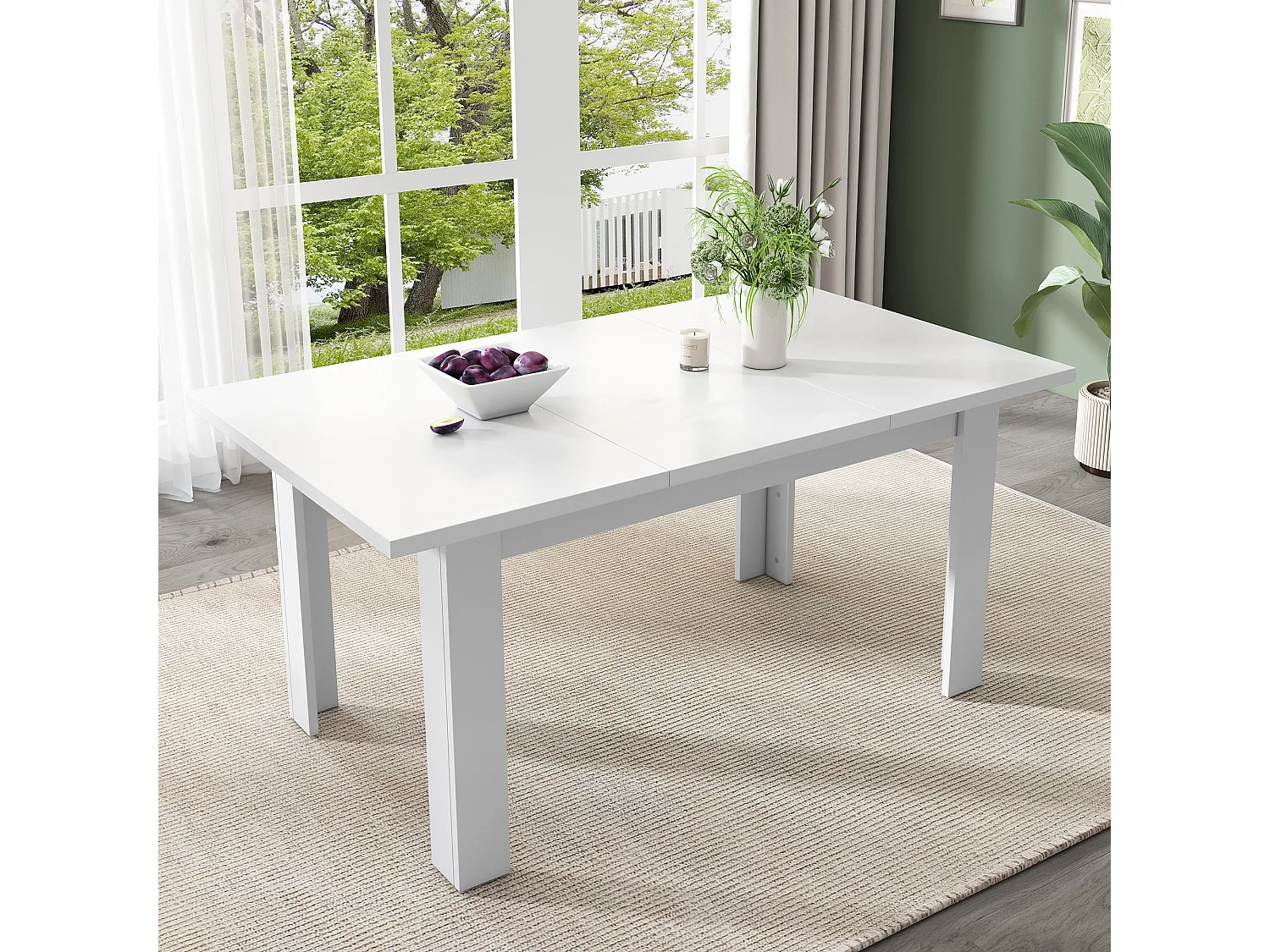 Mesa de jantar dobrável - com espaço de armazenamento - estilo moderno - Branco