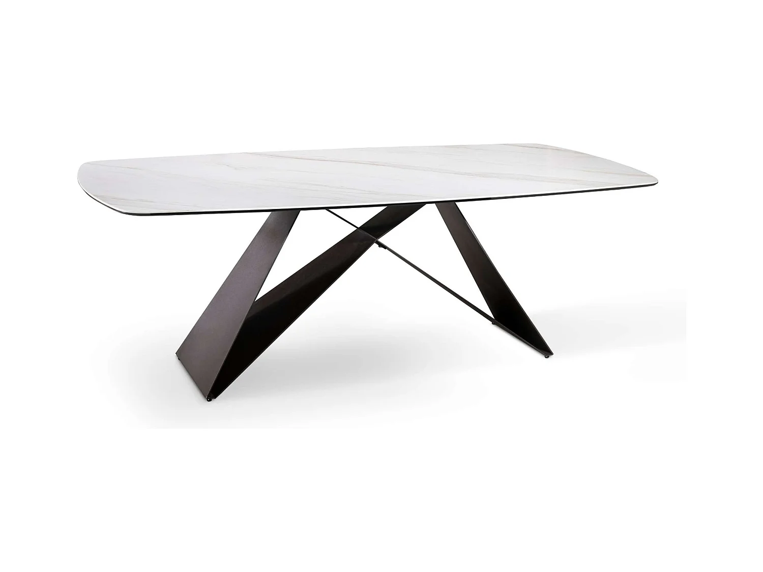 Table fixe moderne "Loyra" en céramique sur verre trempé effet marbre cm 220x110 76h