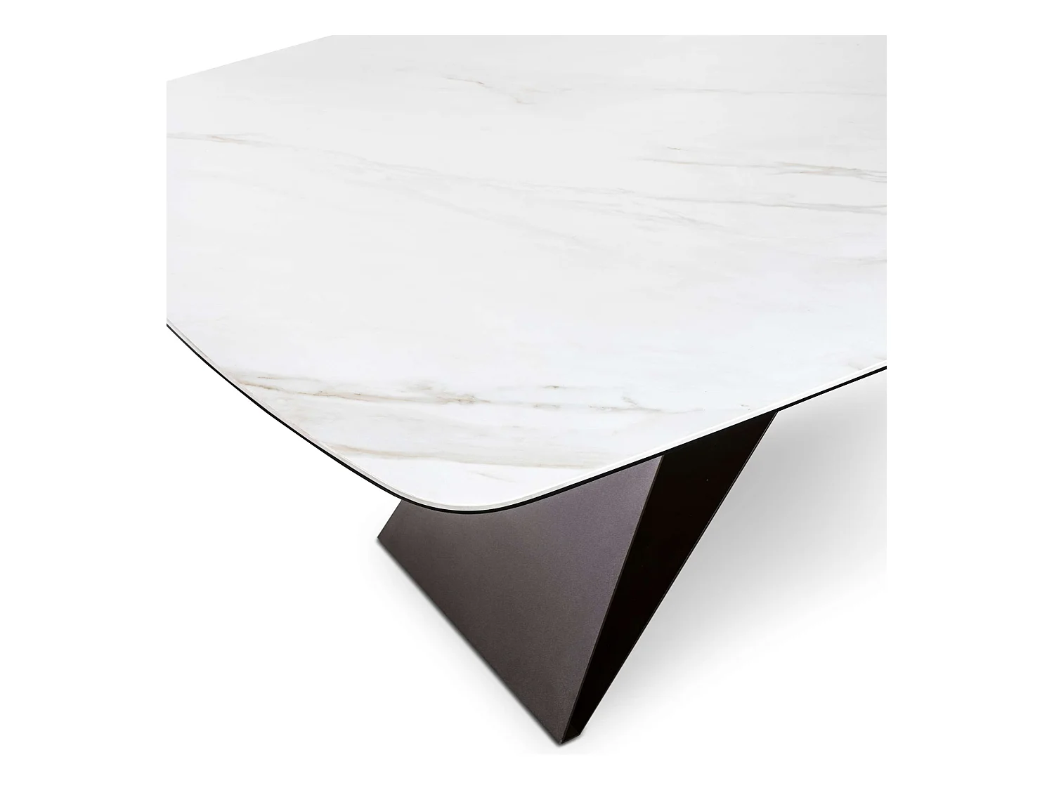 Table fixe moderne "Loyra" en céramique sur verre trempé effet marbre cm 220x110 76h
