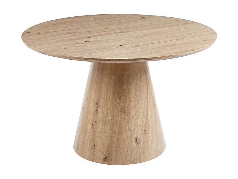 Mesa de jantar SOLENA – Ø120 cm – Cor carvalho envelhecido – Design redondo – Estilo contemporâneo e acolhedor