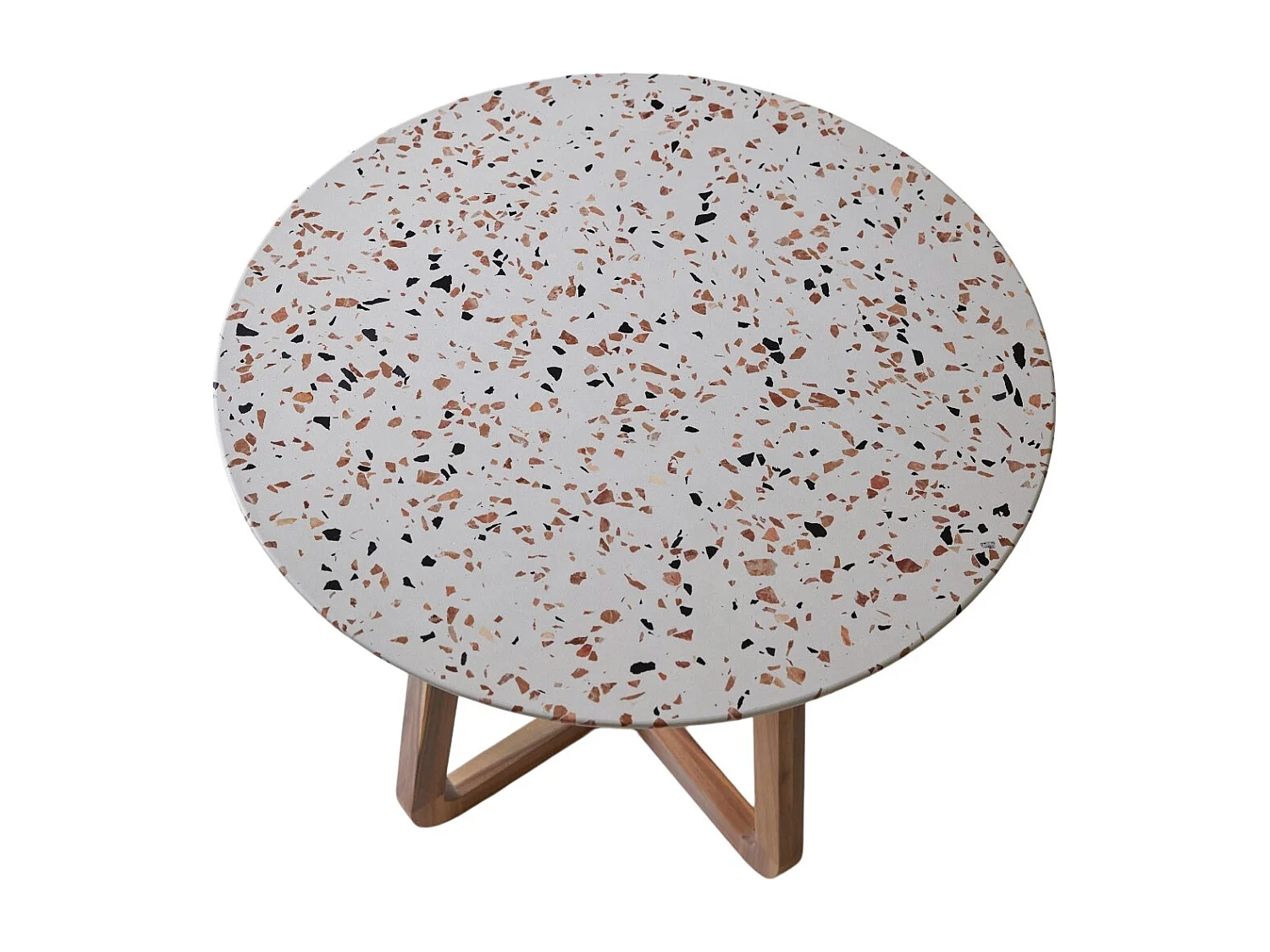 Table ronde en terrazzo premium et acacia massif 90 Elio brown