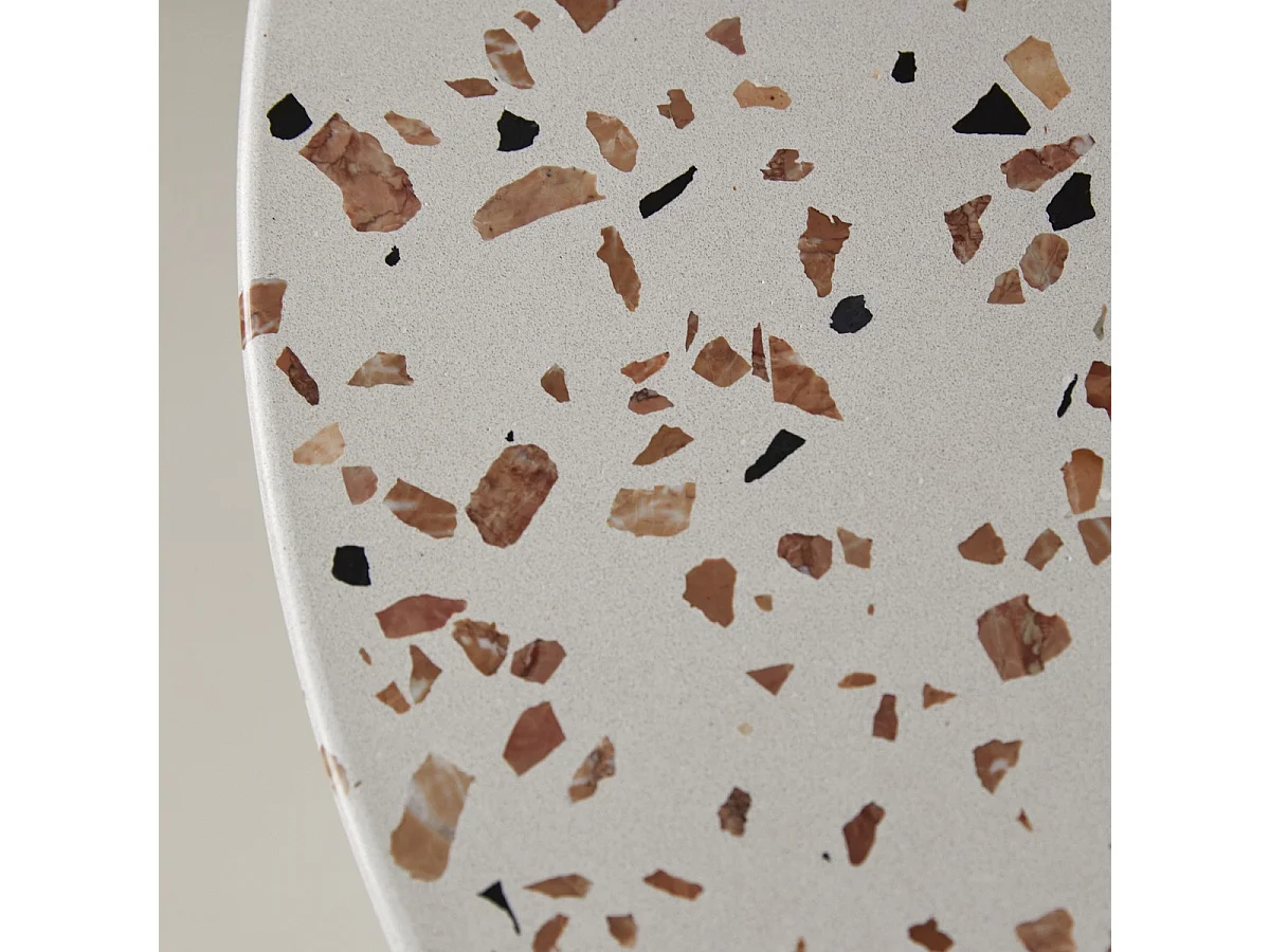 Table ronde en terrazzo premium et acacia massif 90 Elio brown
