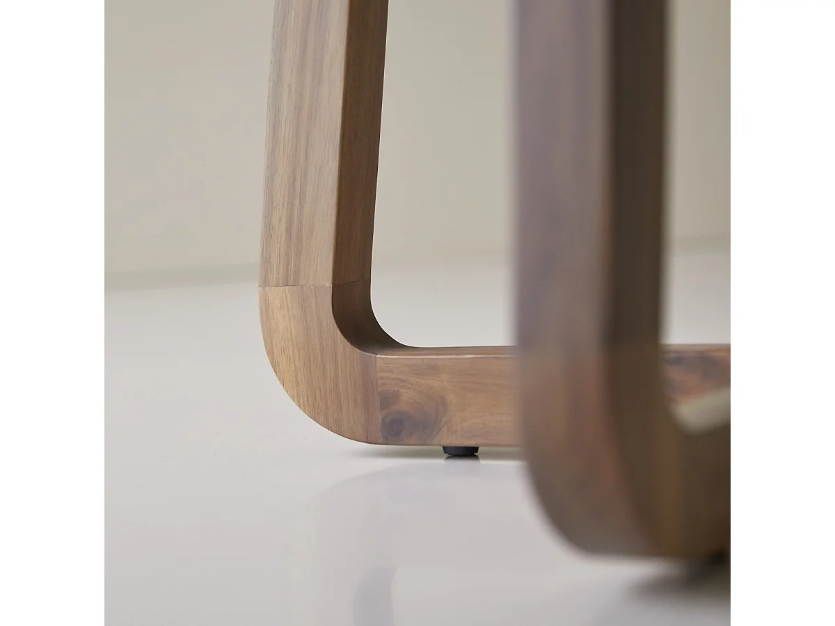 Table ronde en terrazzo premium et acacia massif 90 Elio brown