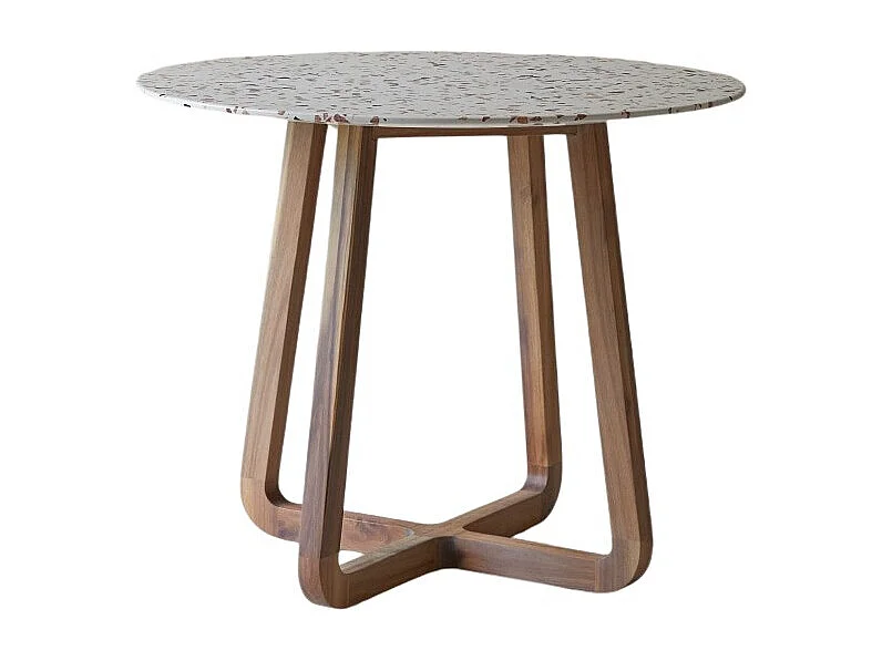 Table ronde en terrazzo premium et acacia massif 90 Elio brown