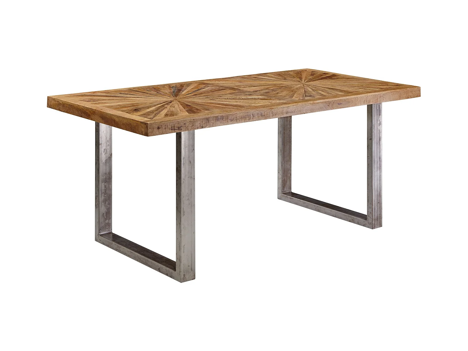 eettafel mango massief houten eetkamertafel 180x76,5x90 cm | Keukentafel loft natuur | Massief houten tafel met metalen frame | Industriële tafel