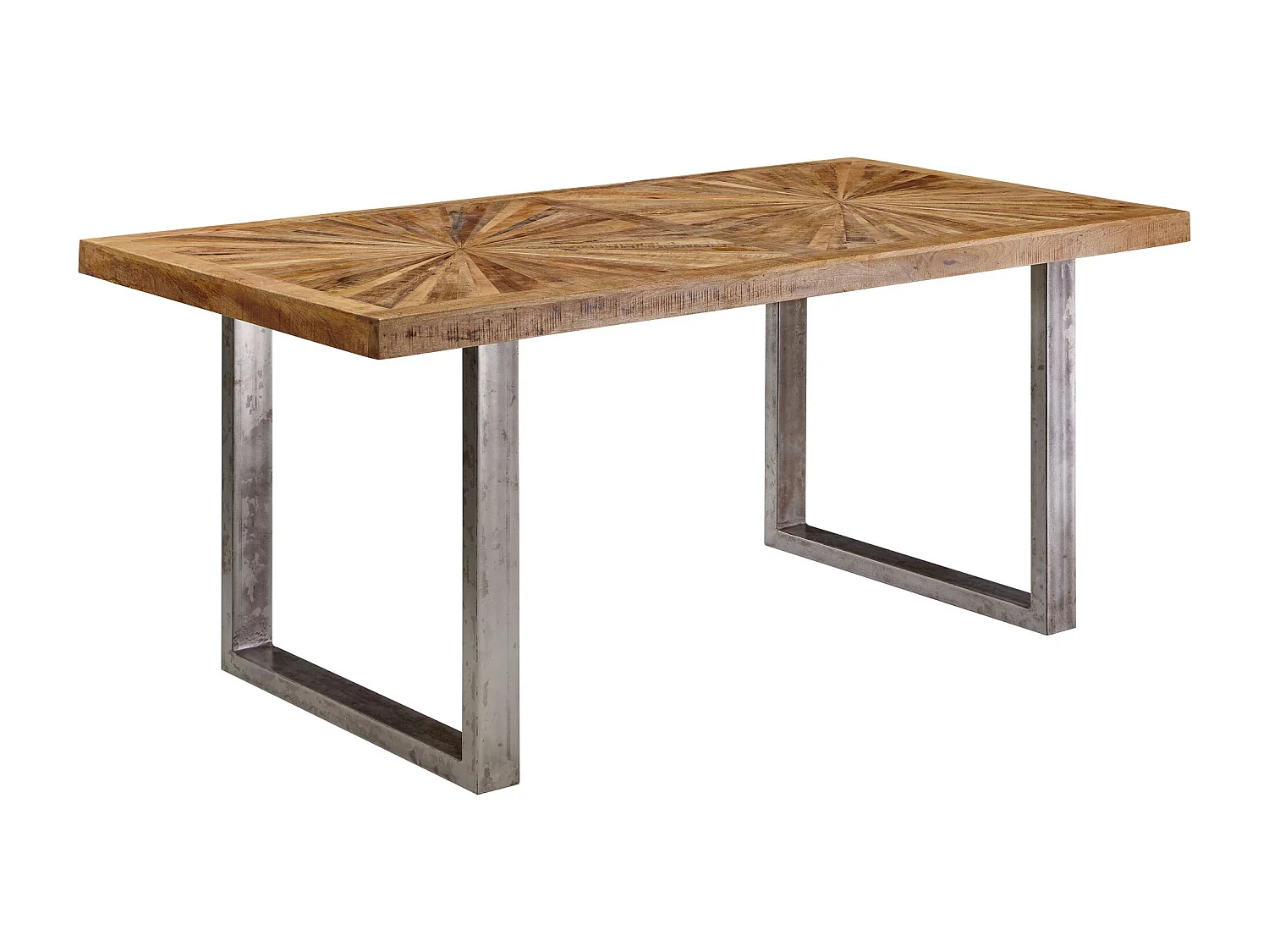 Table de Salle à Manger 180x90x76,5 cm Bois Massif de Manguier Métal Style Industriel, Table de