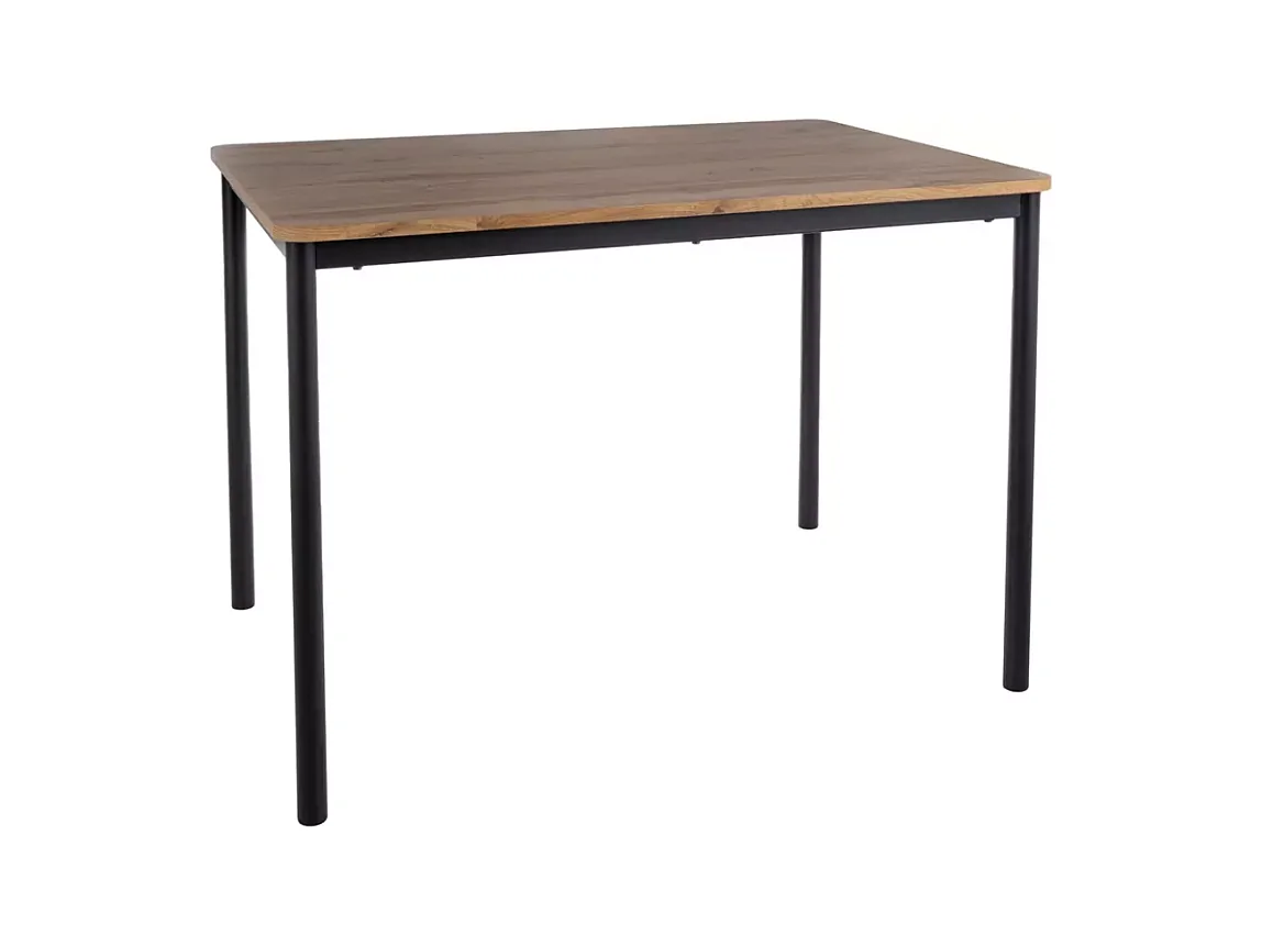 Table de salle à manger 110 cm rectangulaire et compacte en chêne avec pieds noirs LETTERS