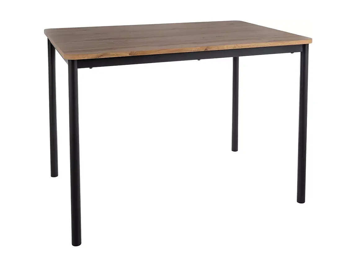 Table de salle à manger 110 cm rectangulaire et compacte en chêne avec pieds noirs LETTERS