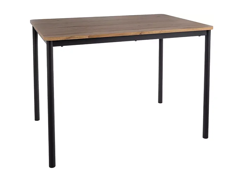 Table de salle à manger 110 cm rectangulaire et compacte en chêne avec pieds noirs LETTERS