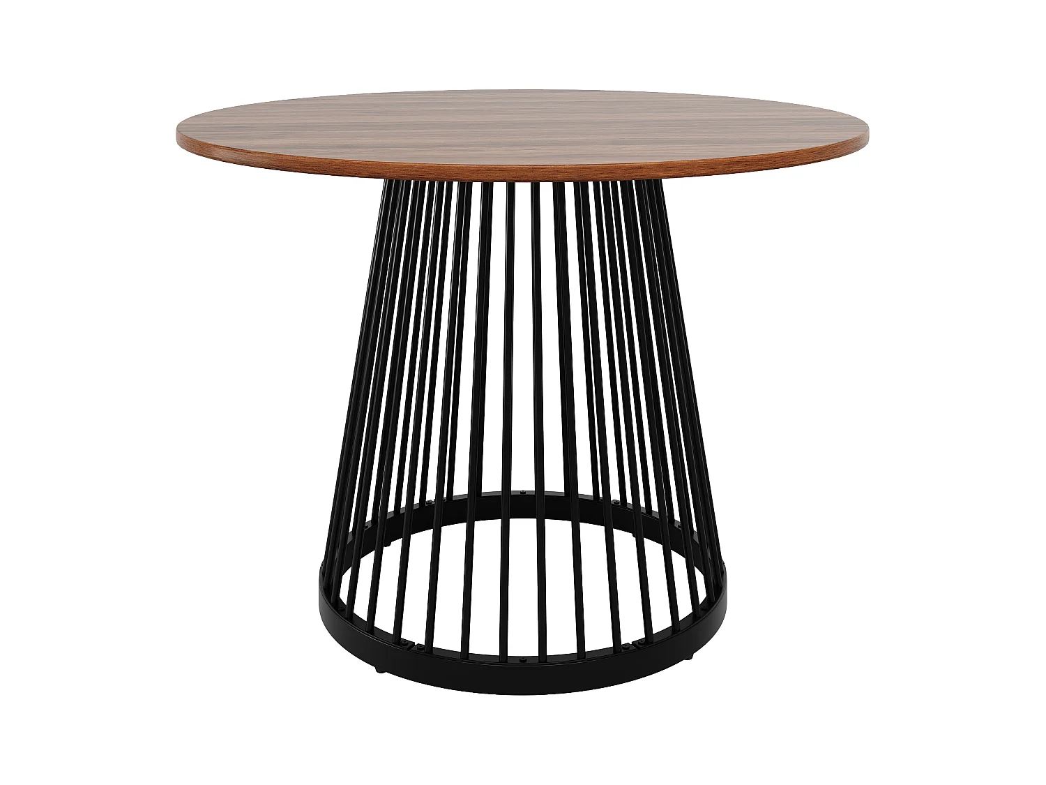 Table à manger 4 places - 80 x 80 x 76cm - table ronde pieds en métal noirs  - plateau en MDF marbré - MDF + métal - noir