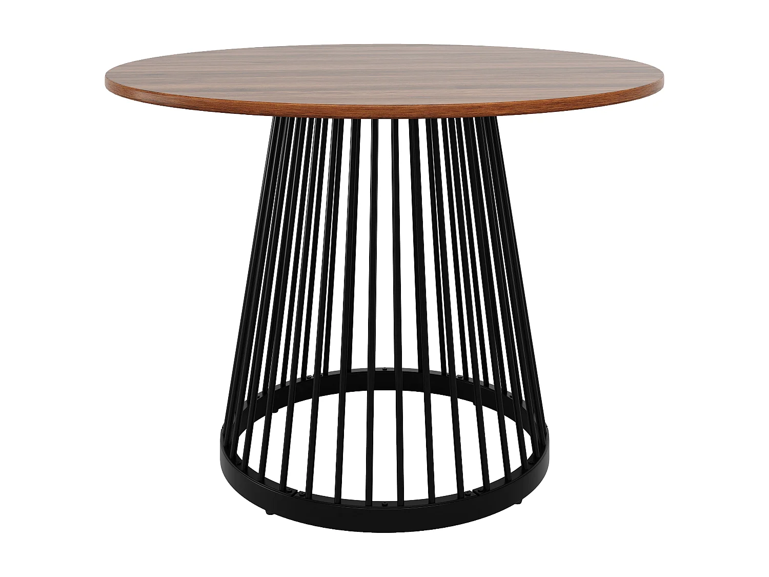 Table à manger 4 places - 80 x 80 x 76cm - table ronde pieds en métal noirs  - plateau en MDF marbré - MDF + métal - noir