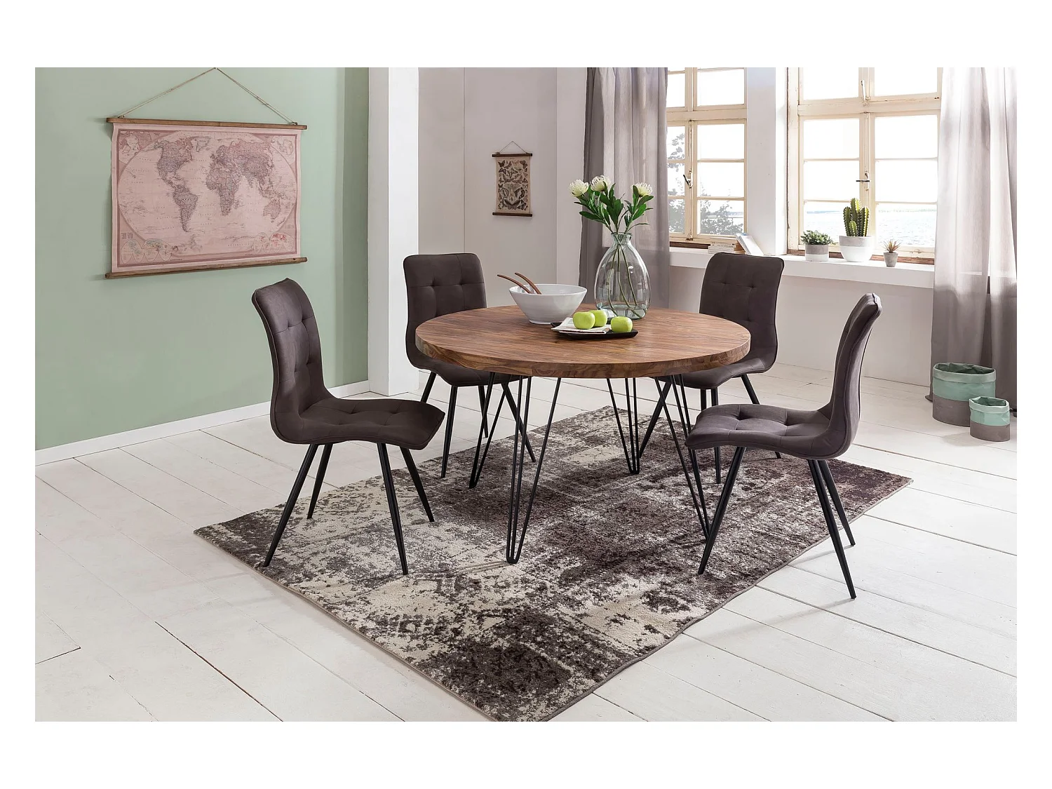 AKOLA Sheesham Massief Houten S-vormige Bijzettafel / Metaal 45 x 60 x 30 cm | Landelijke stijl designer salontafel | Anstellisch Vierkante Opbergtafel