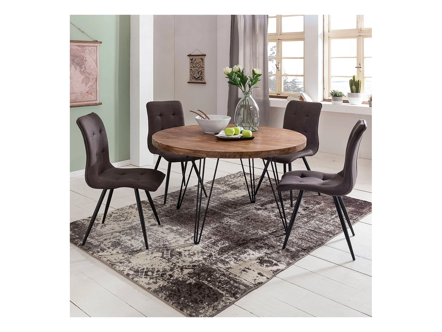 AKOLA Sheesham Massief Houten S-vormige Bijzettafel / Metaal 45 x 60 x 30 cm | Landelijke stijl designer salontafel | Anstellisch Vierkante Opbergtafel