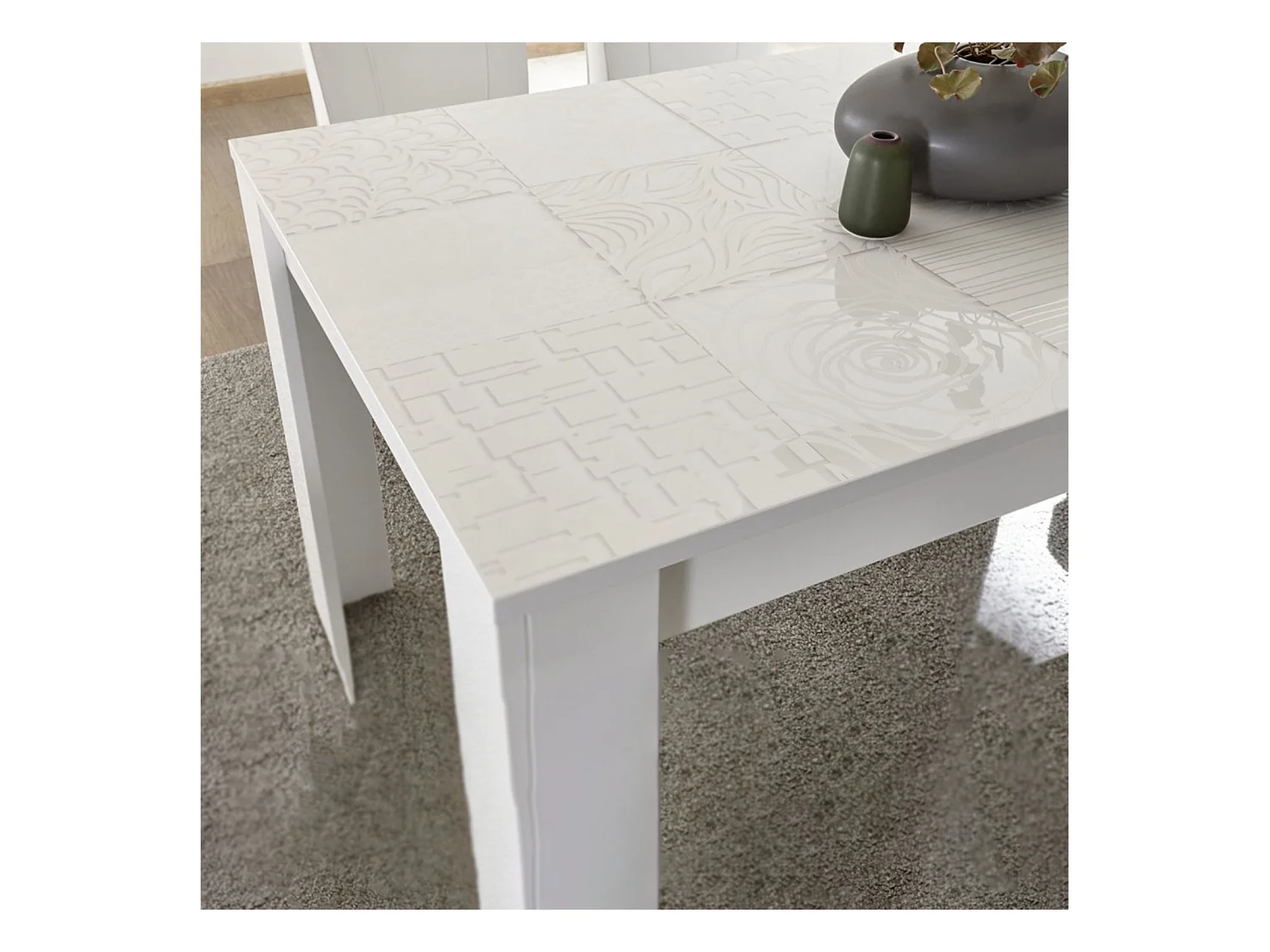 Fester moderner Tisch "Urban" aus weißem Siebdruckholz, 180 x 90 cm, 79 h