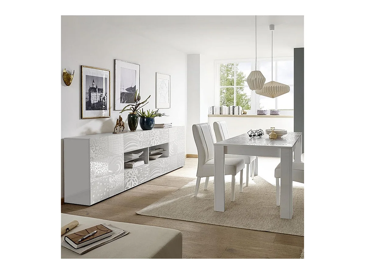 Fester moderner Tisch "Urban" aus weißem Siebdruckholz, 180 x 90 cm, 79 h