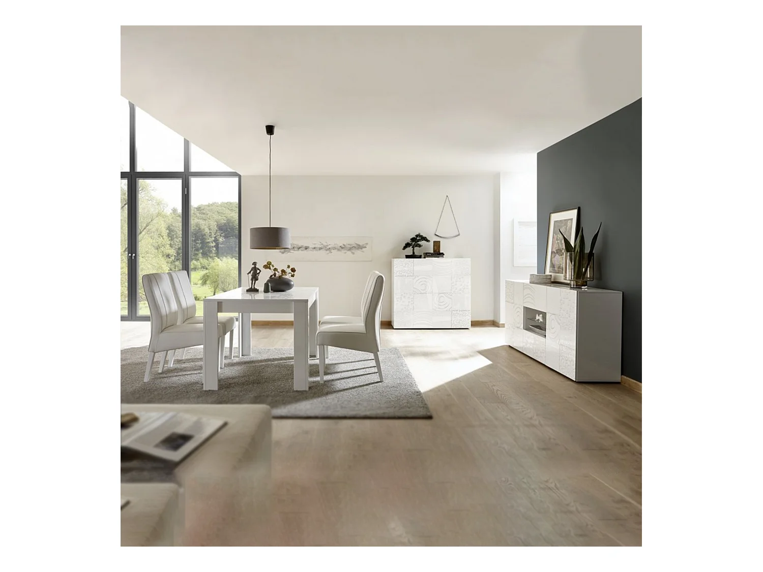 Fester moderner Tisch "Urban" aus weißem Siebdruckholz, 180 x 90 cm, 79 h