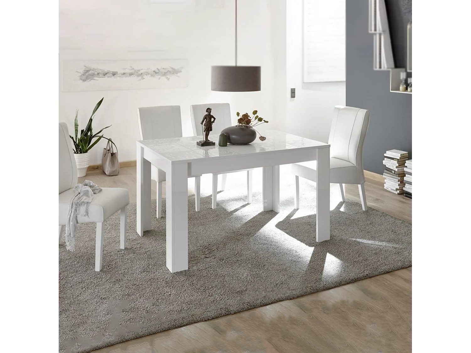 Mesa fixa moderna "Urban" em madeira serigrafada branca cm 180x90 79h