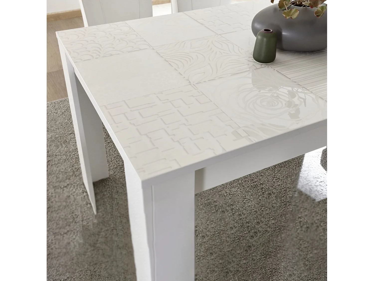 Mesa fixa moderna "Urban" em madeira serigrafada branca cm 180x90 79h