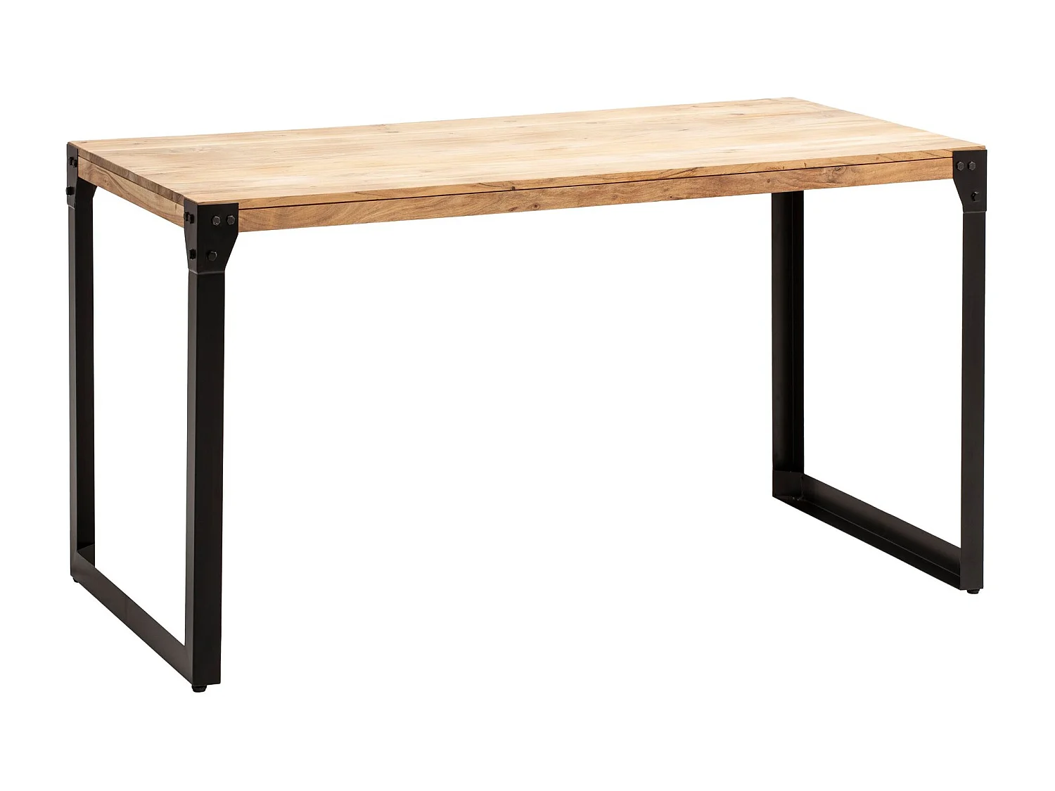 Table de Salle à Manger 140x80x76 cm Bois d’Acacia Massif Métal Style Industriel, Table de Cuisine
