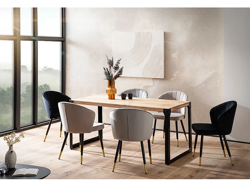 Eettafel 140x80x76 cm Massief Acaciahout Metaal Industriële Stijl, Kleine Rechthoekige Keukentafel met Metalen Poten