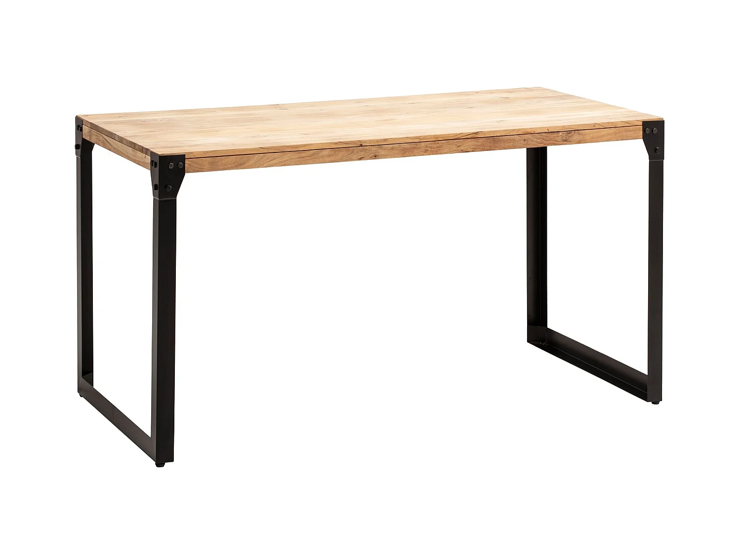 Eettafel 140x80x76 cm Massief Acaciahout Metaal Industriële Stijl, Kleine Rechthoekige Keukentafel met Metalen Poten