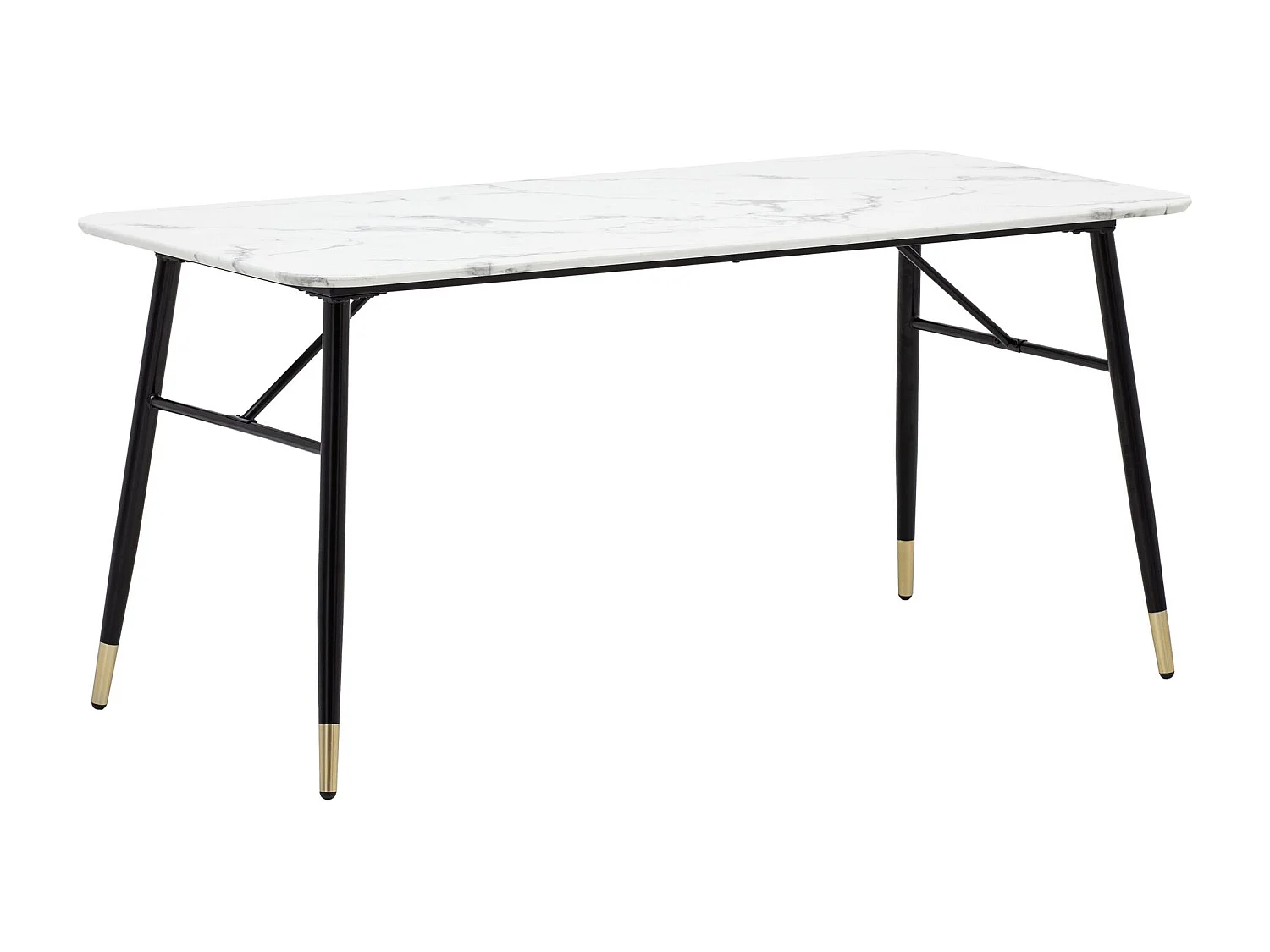 Table de Salle à Manger 160x80x76 cm Blanc Effet Marbre Moderne, Grande Table de Cuisine