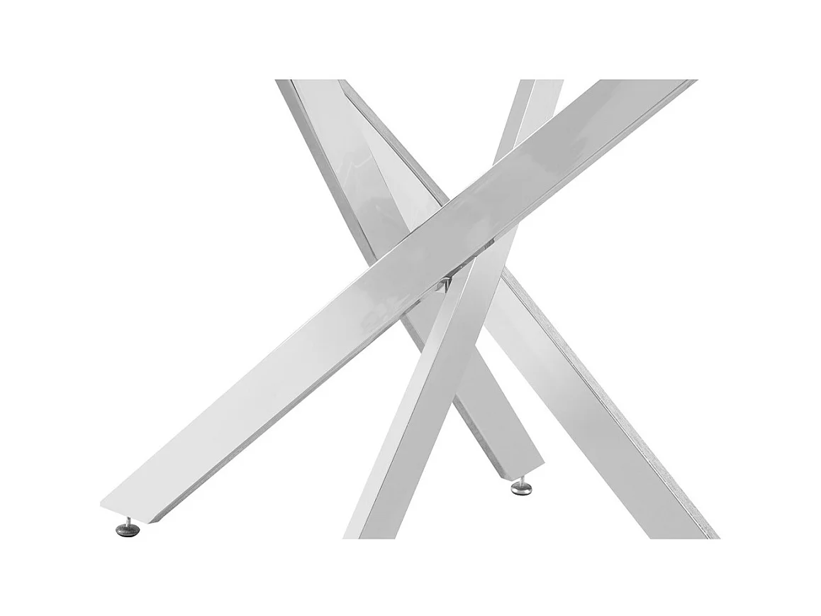 Mesa de jantar CRISTELIA – Redonda Ø120 cm – Tampo de vidro – Pés cromados – Design elegante e moderno