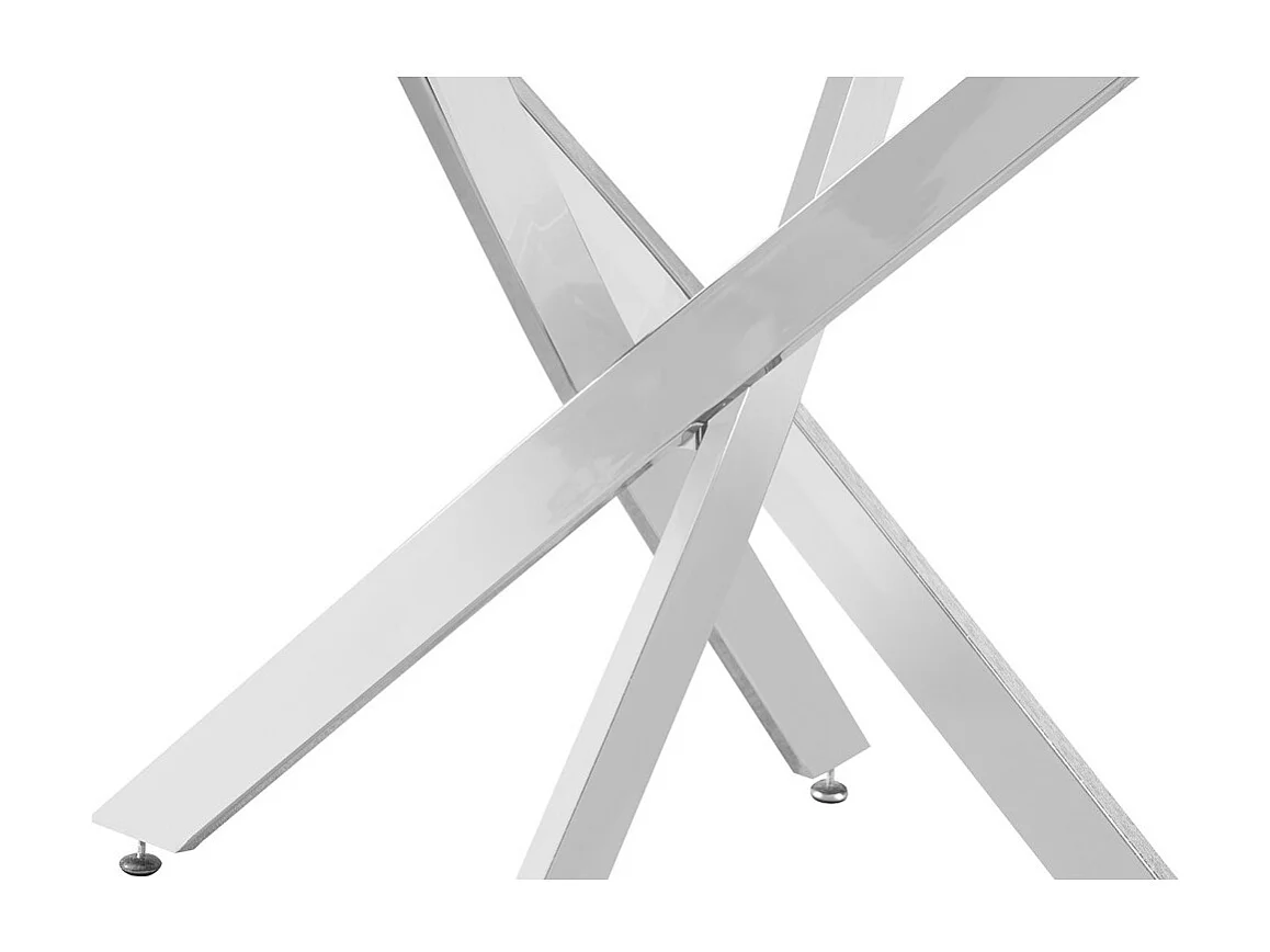 Mesa de jantar CRISTELIA – Redonda Ø120 cm – Tampo de vidro – Pés cromados – Design elegante e moderno