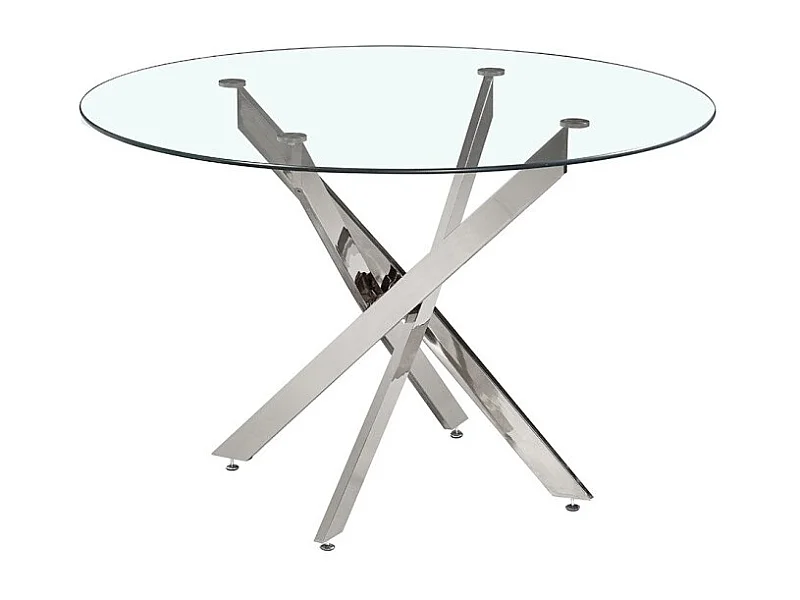Mesa de comedor CRISTELIA – Redonda Ø120 cm – Tablero de vidrio – Patas cromadas – Diseño elegante y moderno