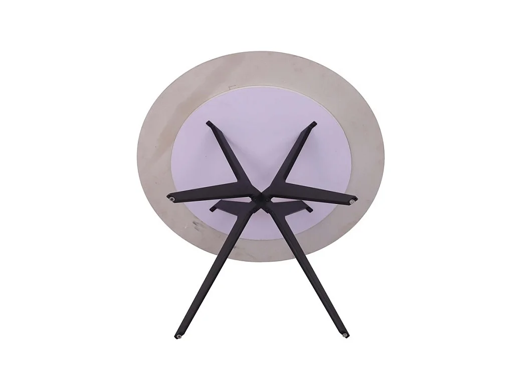 Table à manger ronde ARVENA – 110 cm – Plateau en pierre frittée – Coloris blanc – Design métal élégant