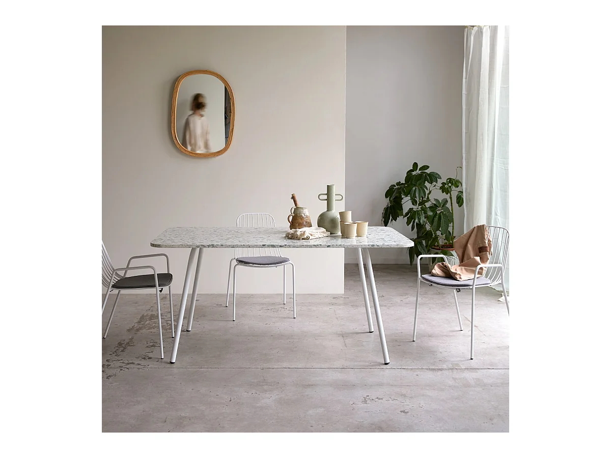 Table rectangulaire en terrazzo premium et métal 160 Elio green
