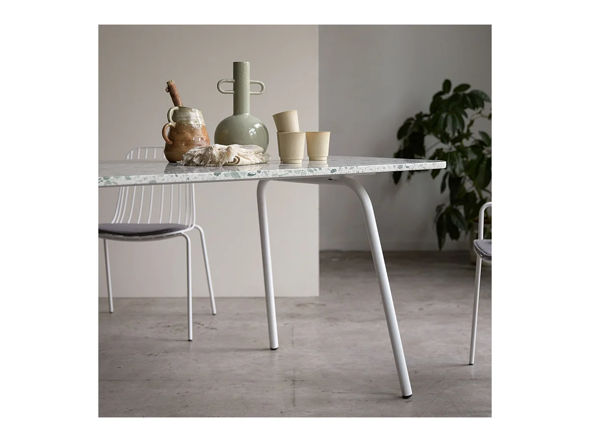 Table rectangulaire en terrazzo premium et métal 160 Elio green