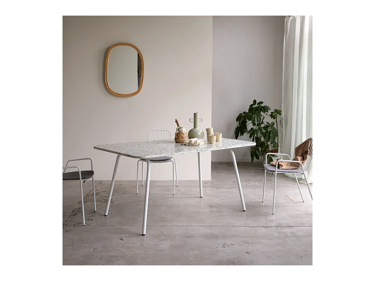 Table rectangulaire en terrazzo premium et métal 160 Elio green