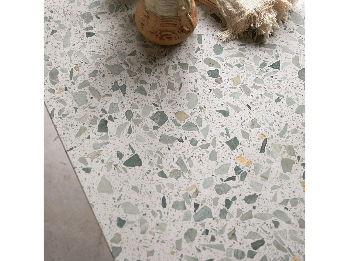 Table rectangulaire en terrazzo premium et métal 160 Elio green
