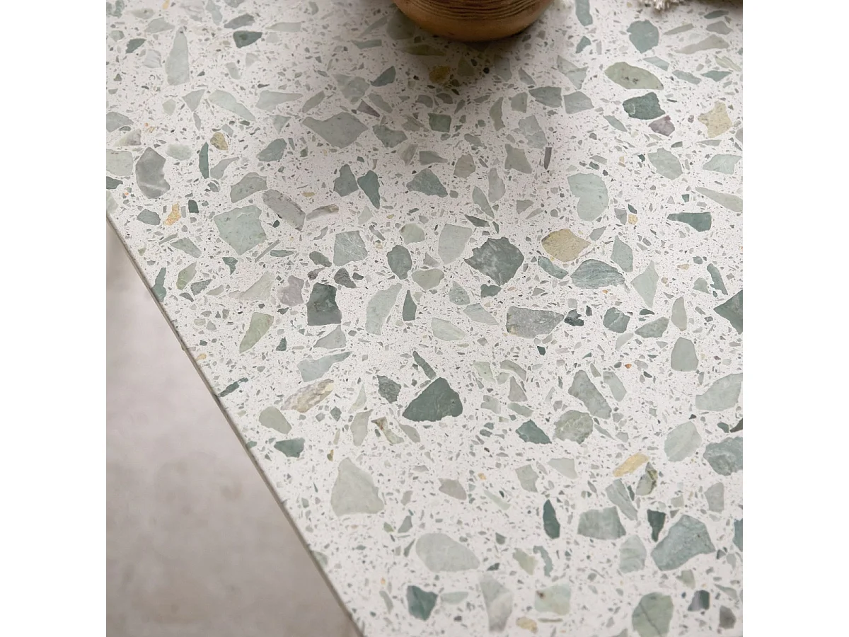 Rechteckiger Tisch aus Premium-Terrazzo und Metall 160 cm Elio green