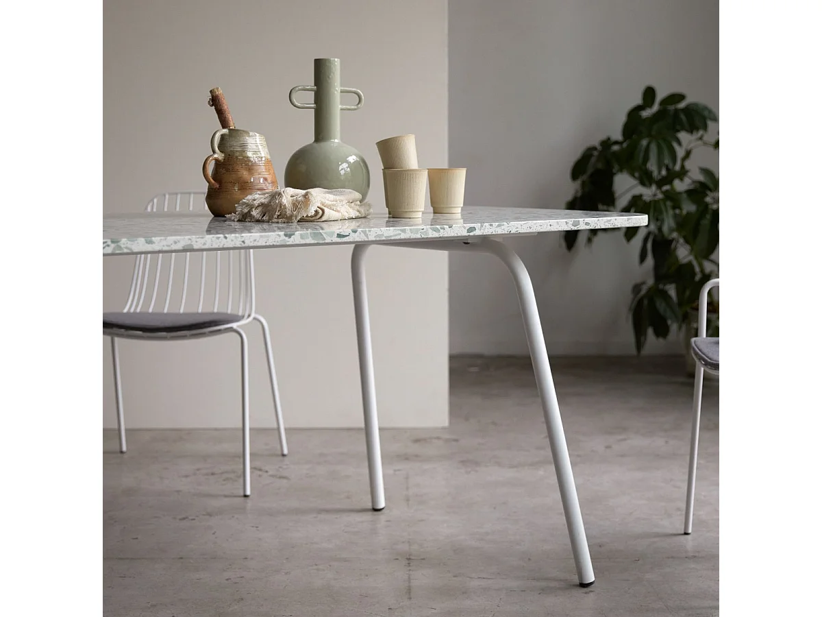 Rechteckiger Tisch aus Premium-Terrazzo und Metall 160 cm Elio green