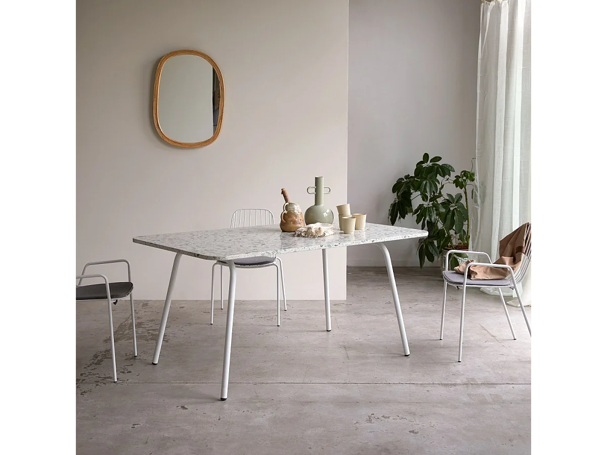 Rechteckiger Tisch aus Premium-Terrazzo und Metall 160 cm Elio green