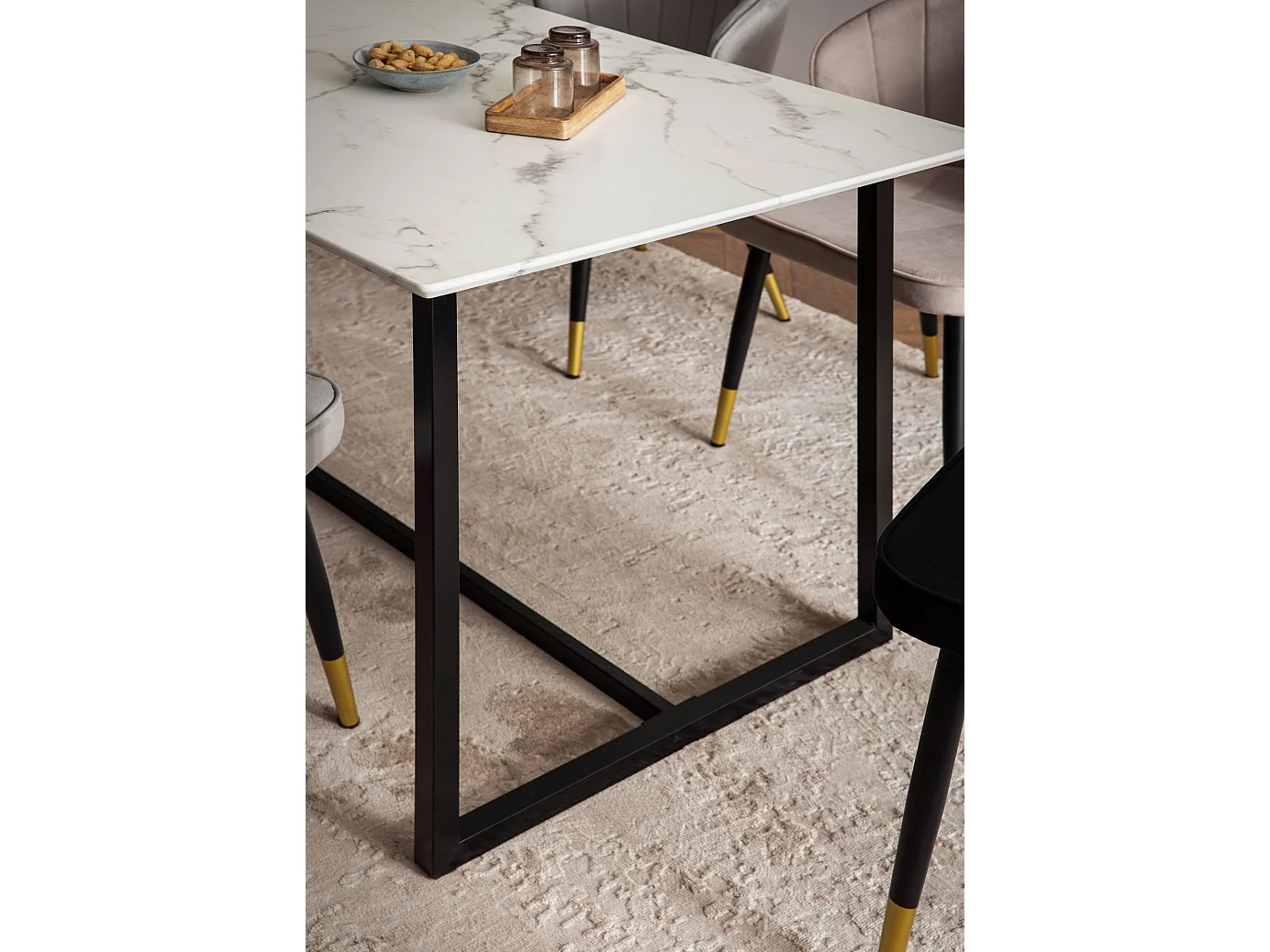 Table de Salle à Manger 180x90x76 cm Blanc Effet Marbre Moderne, Grande Table de Cuisine, Table de