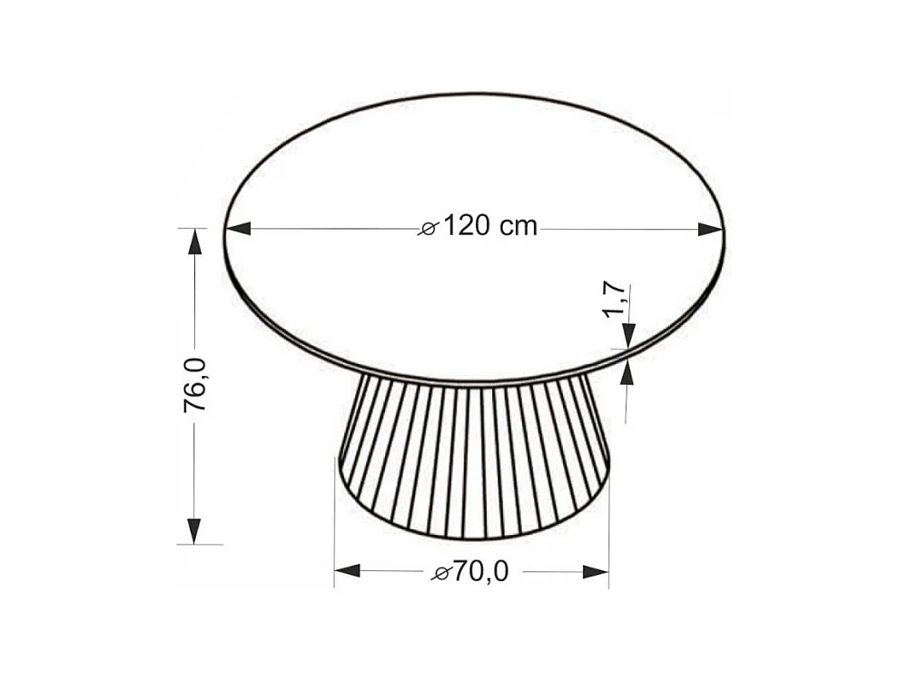 Table a manger ronde 120 cm plateau marbre travertin et pied bois MIKA