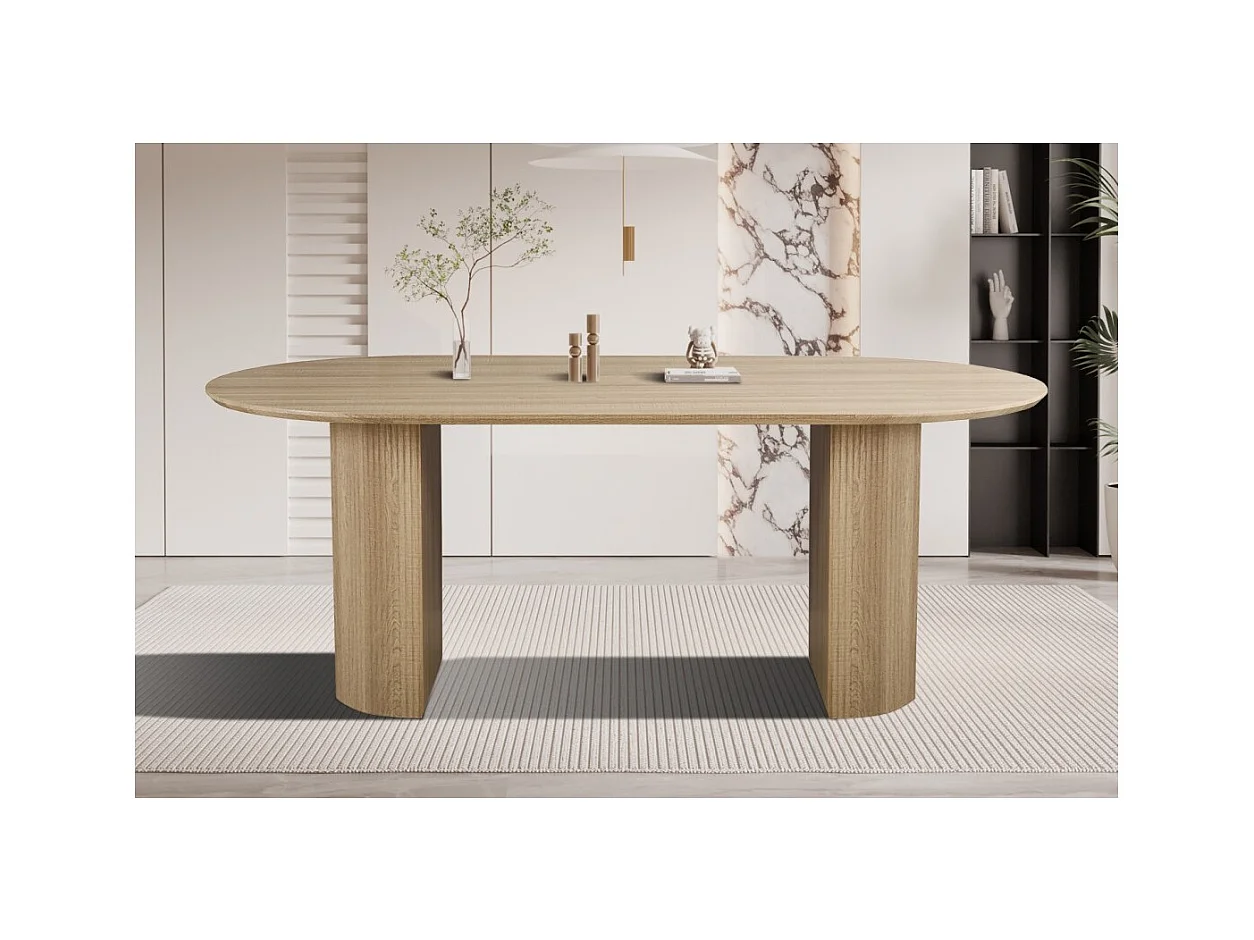 Table à manger ovale VAGOS – 200 x 100 cm – Coloris chêne naturel – Design contemporain et chaleureux