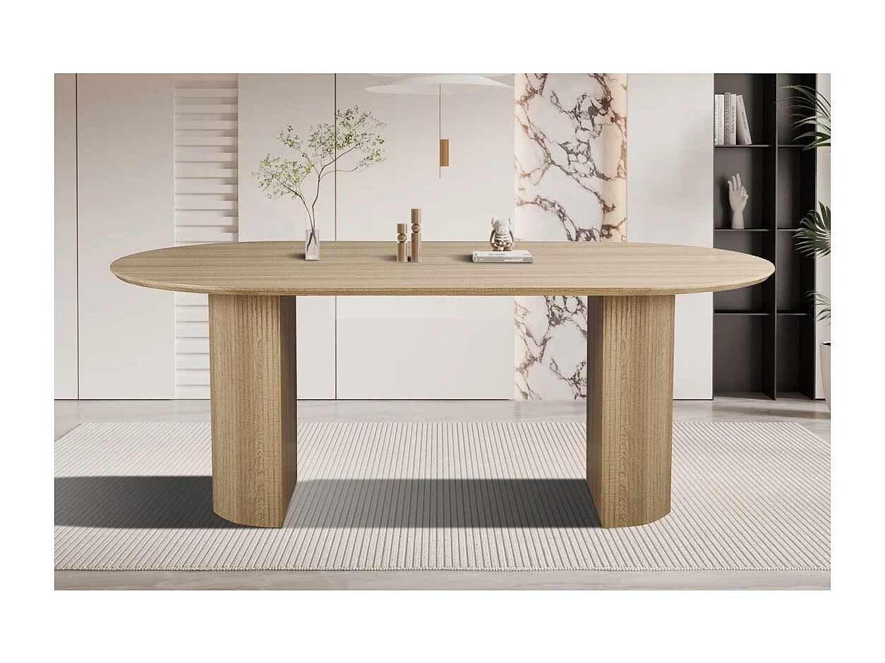 Table à manger ovale VAGOS – 200 x 100 cm – Coloris chêne naturel – Design contemporain et chaleureux