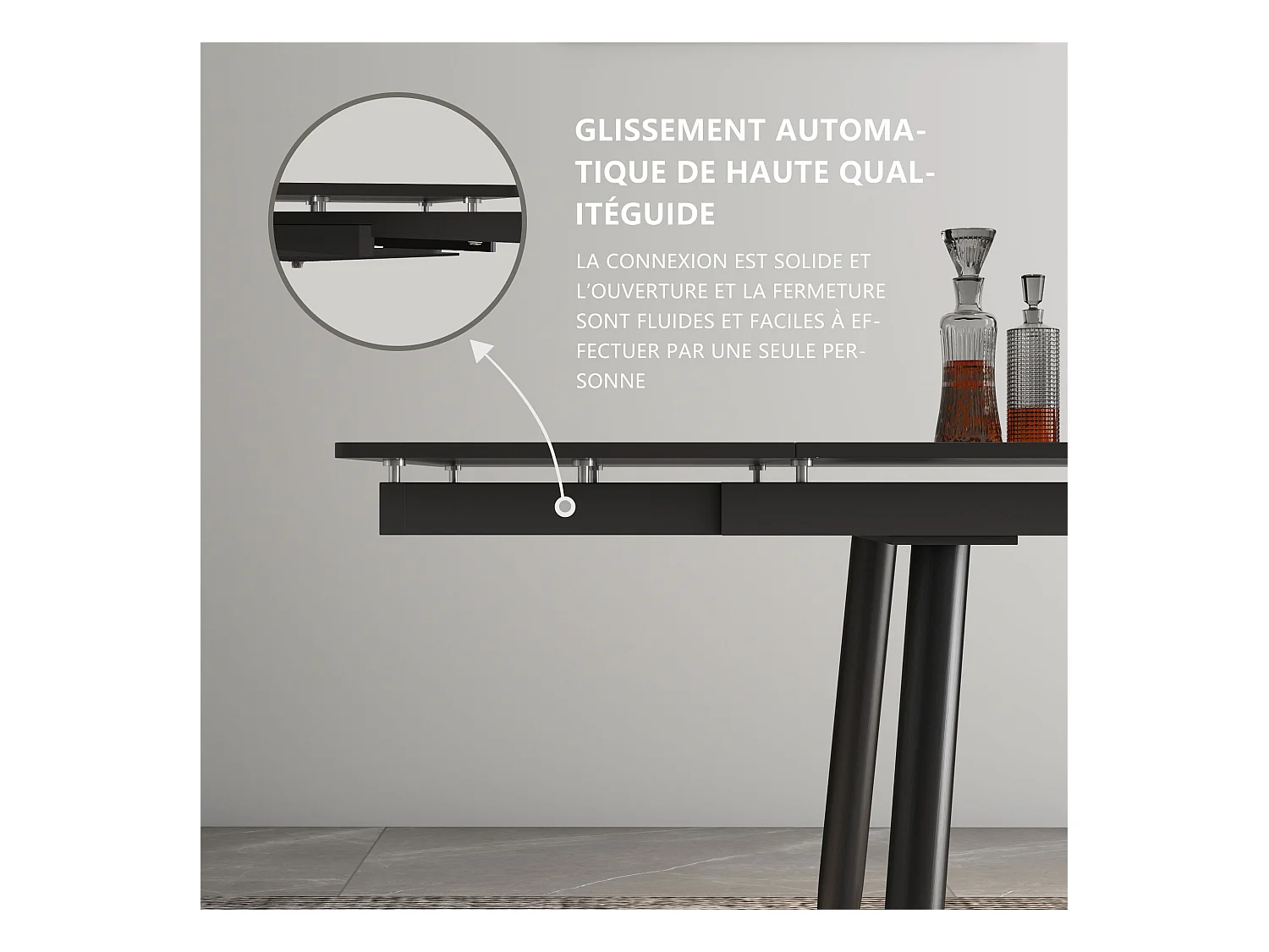 Ausziehbares Tischset mit 6 Stühlen, Höhe 76 cm, Breite 90 cm, ausziehbar von 160 bis 240 cm, Tischplatte aus Sinterstein, beige