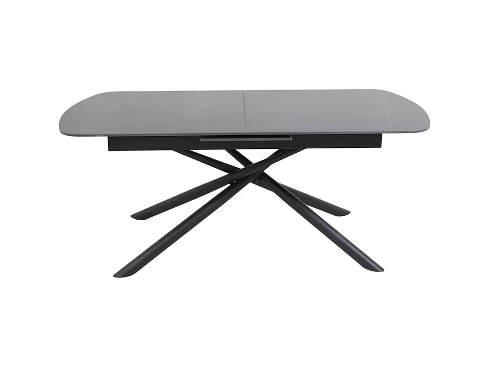 Table extensible de salle à manger noir mat scandinave 160 + 40cm céramique et métal VECKI