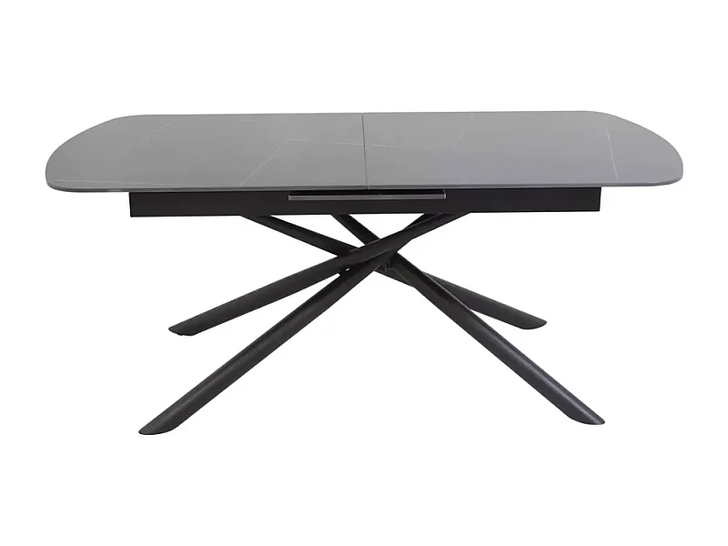 Table extensible de salle à manger noir mat scandinave 160 + 40cm céramique et métal VECKI