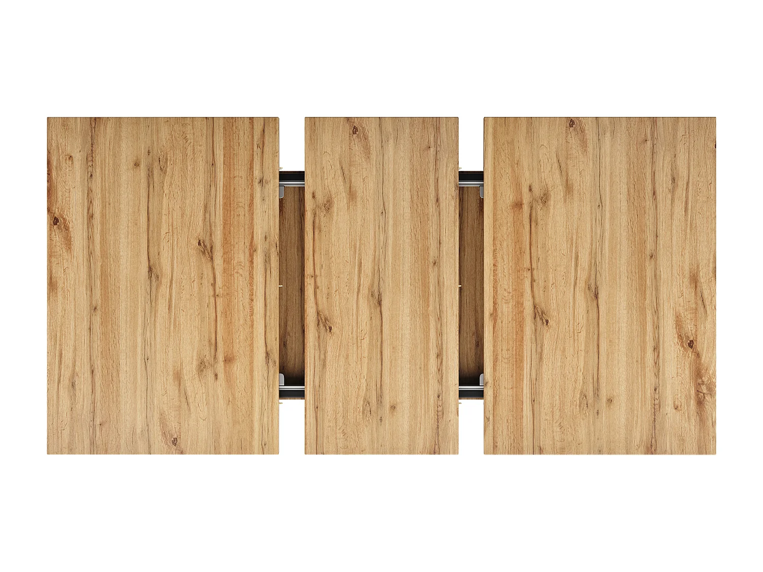 Table à manger extensible 6-8 personnes, corps en MDF naturel clair, pieds noir