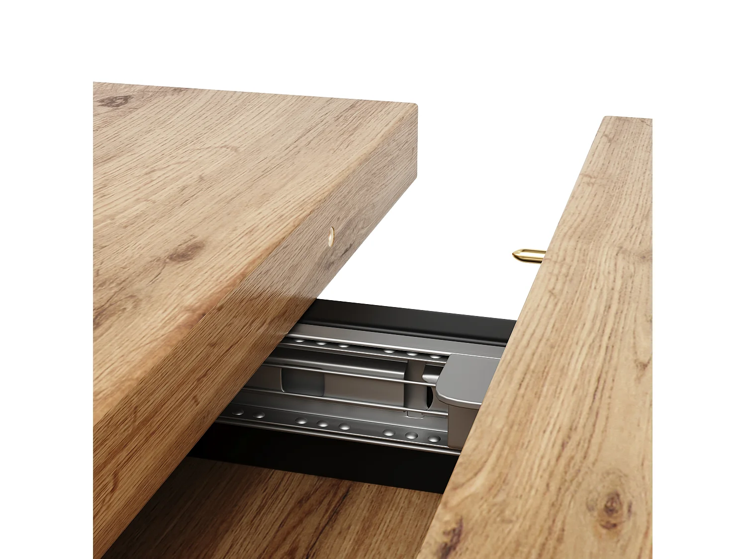 Table à manger extensible 6-8 personnes, corps en MDF naturel clair, pieds noir